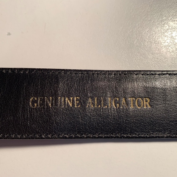 Black Aligator Belt, 42” x 1”, silver chrome buckle - Picture 5 of 5